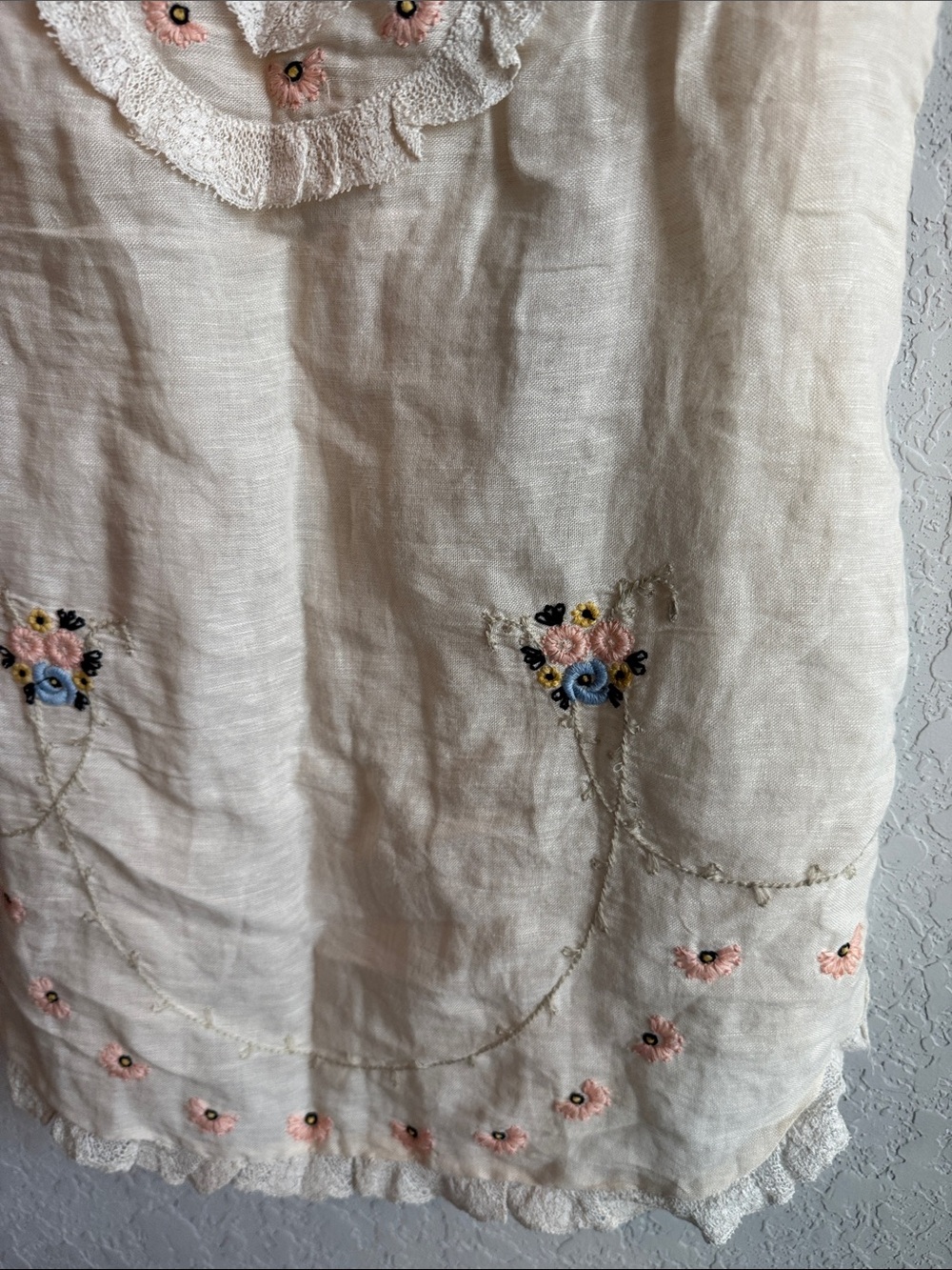 Free People Heirloom Blouse Cream Embroidered Ruffle Tunic Dress - Picture 3 of 9